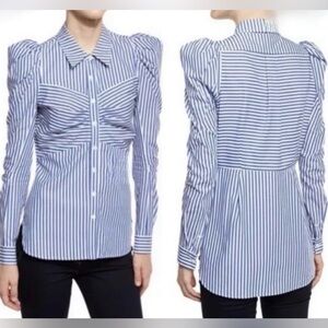 Veronica Beard Candice Pouf Sleeve Cotton Shirt
